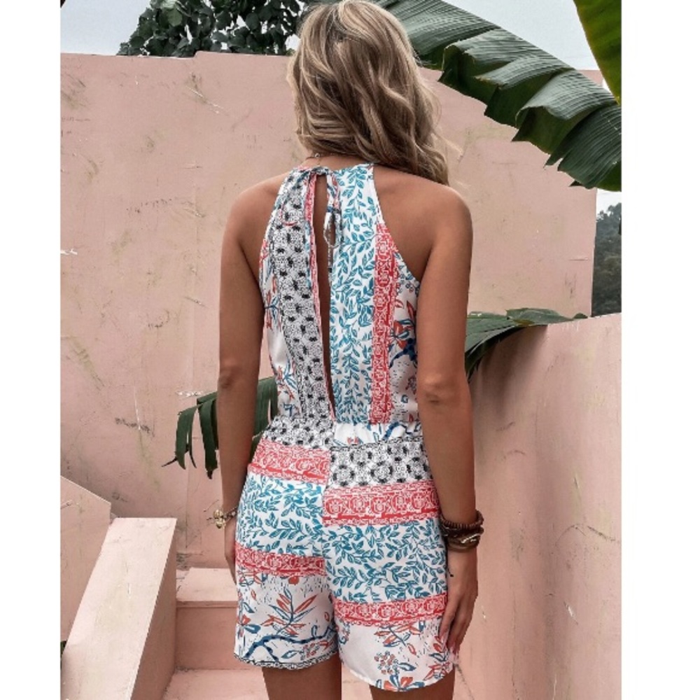 Boho Botanical Halter Romper - Picture 3 of 6